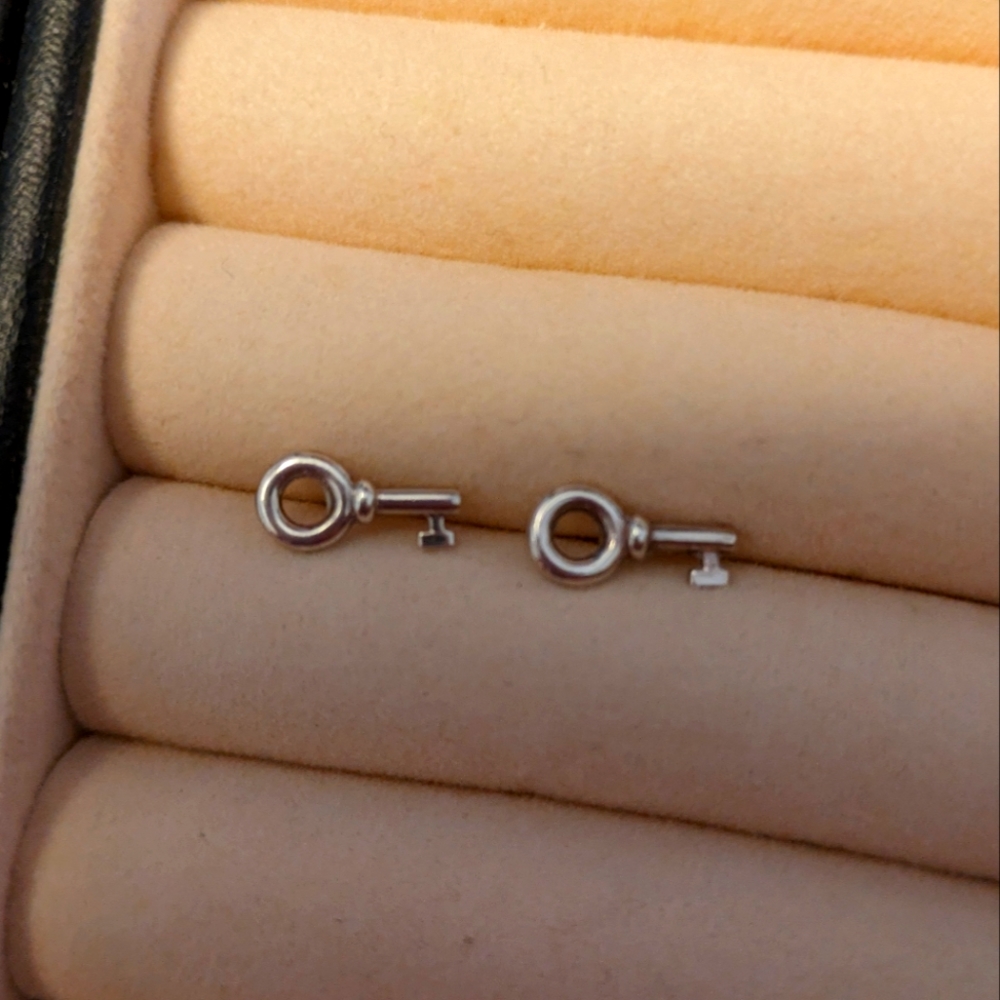 Tiffany & Co mini key lock earrings studs sterling silver